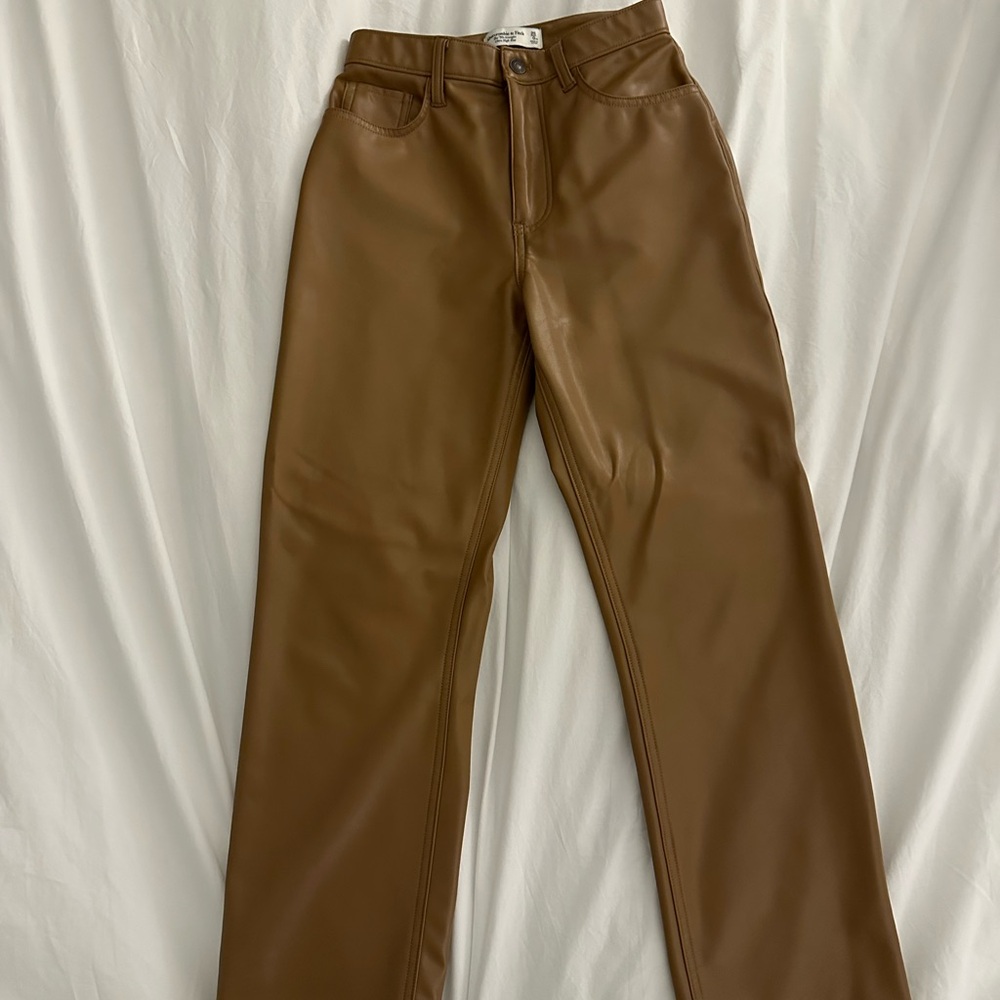 Abercrombie & Fitch Tan Vegan Leather Pants 25XS